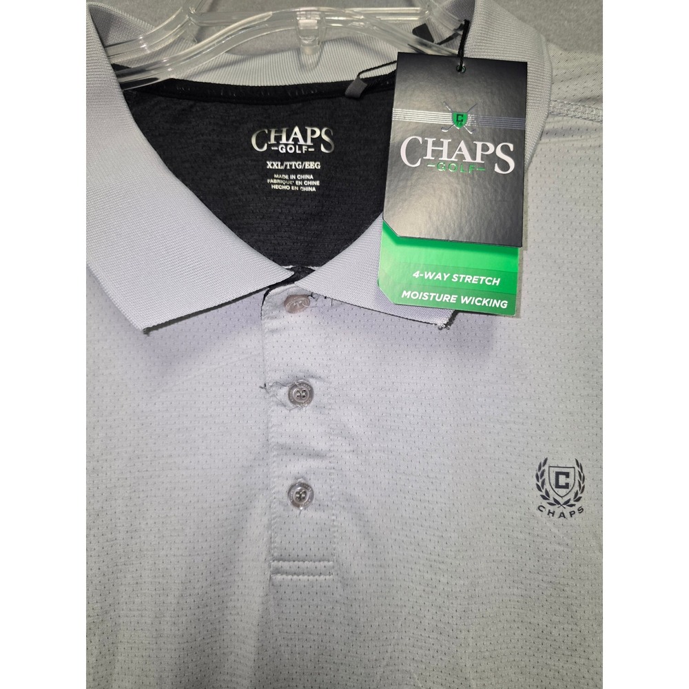 Chaps Golf Polo Shirt XXL Mens 4 Way Stretch Moisture Wicking Gray NEW